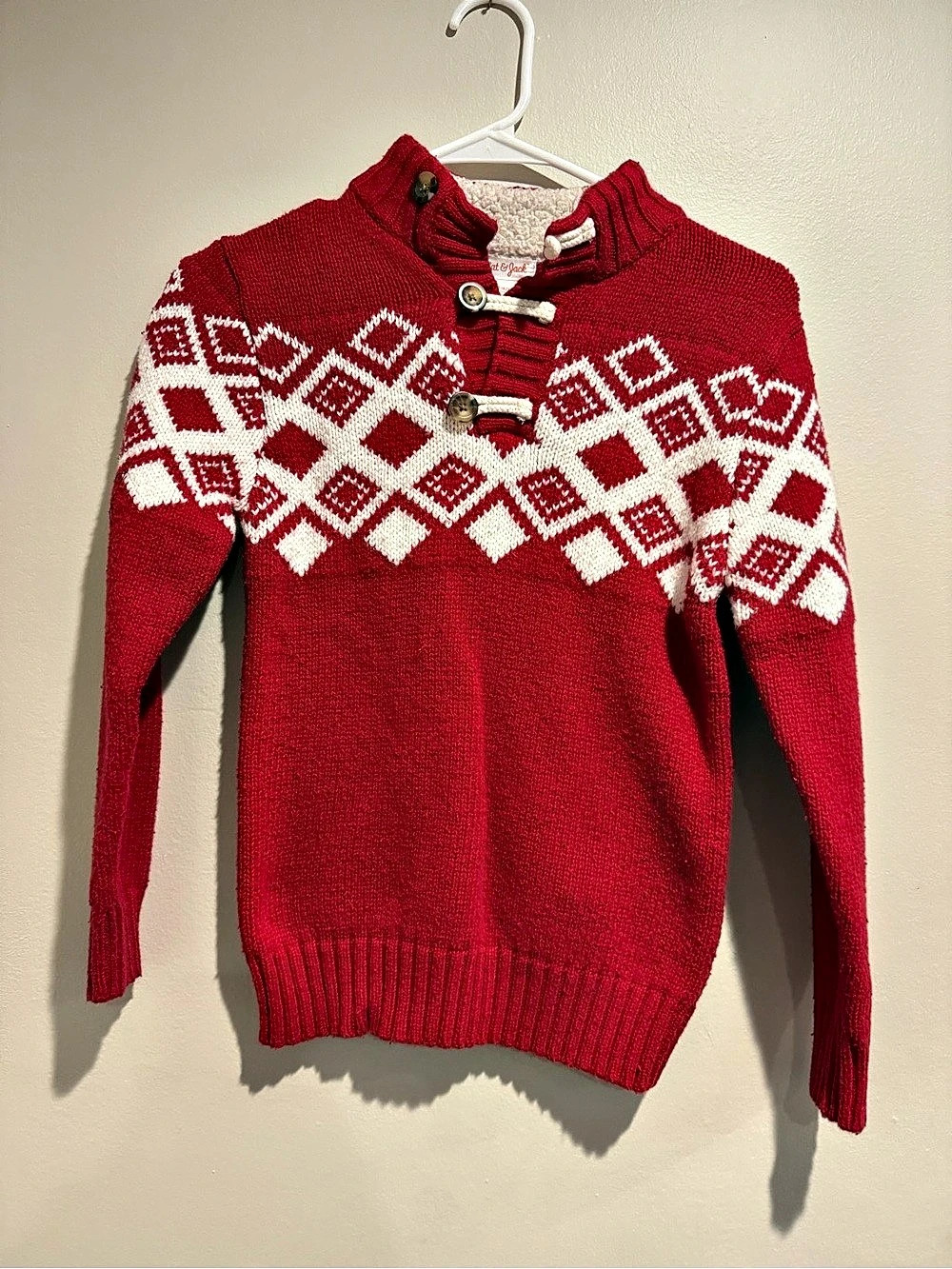Cat & Jack Boys Geometric Sweater in Red & White Size M (8/10) Like New